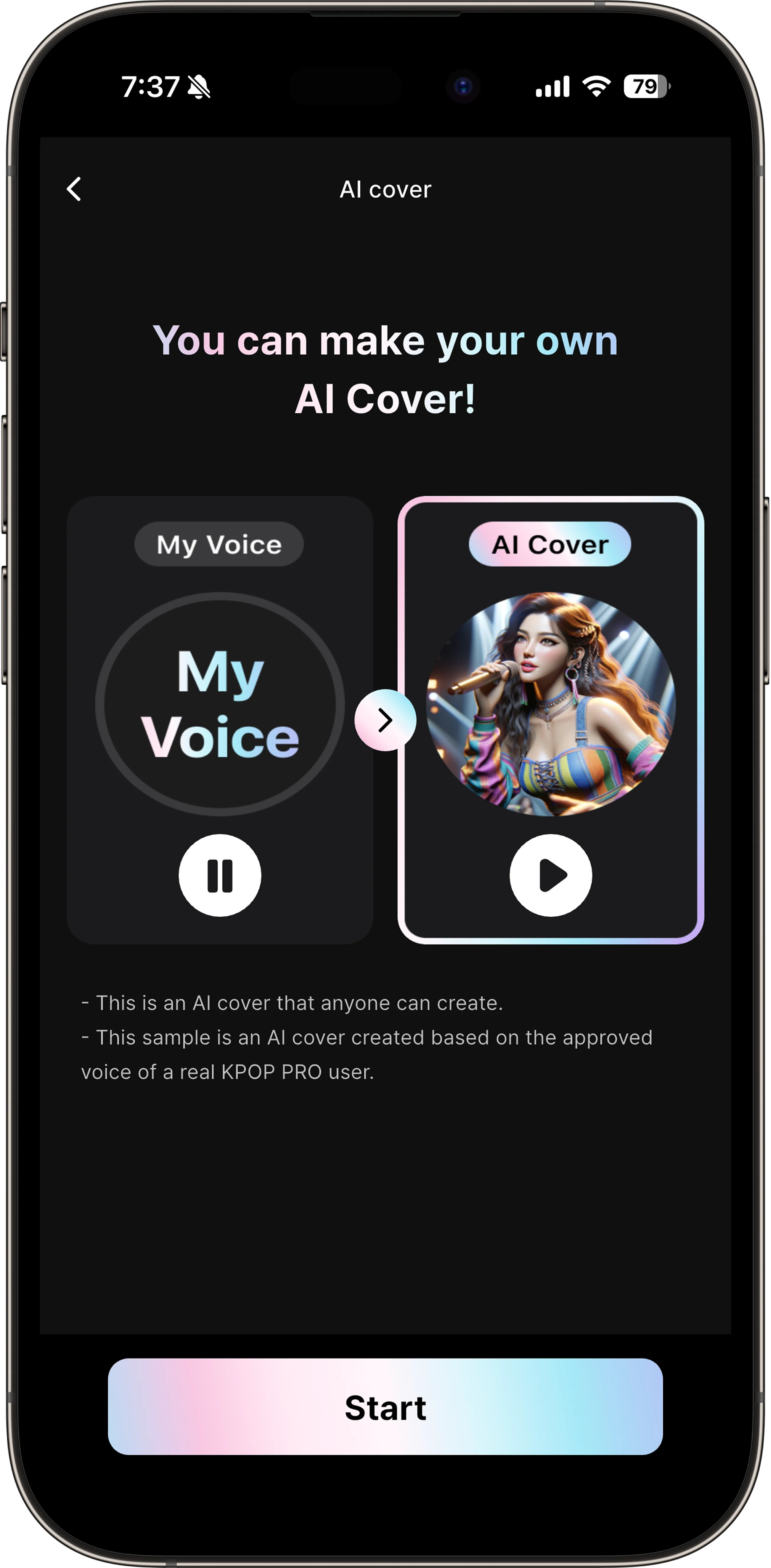 KPOP PRO AI cover screen