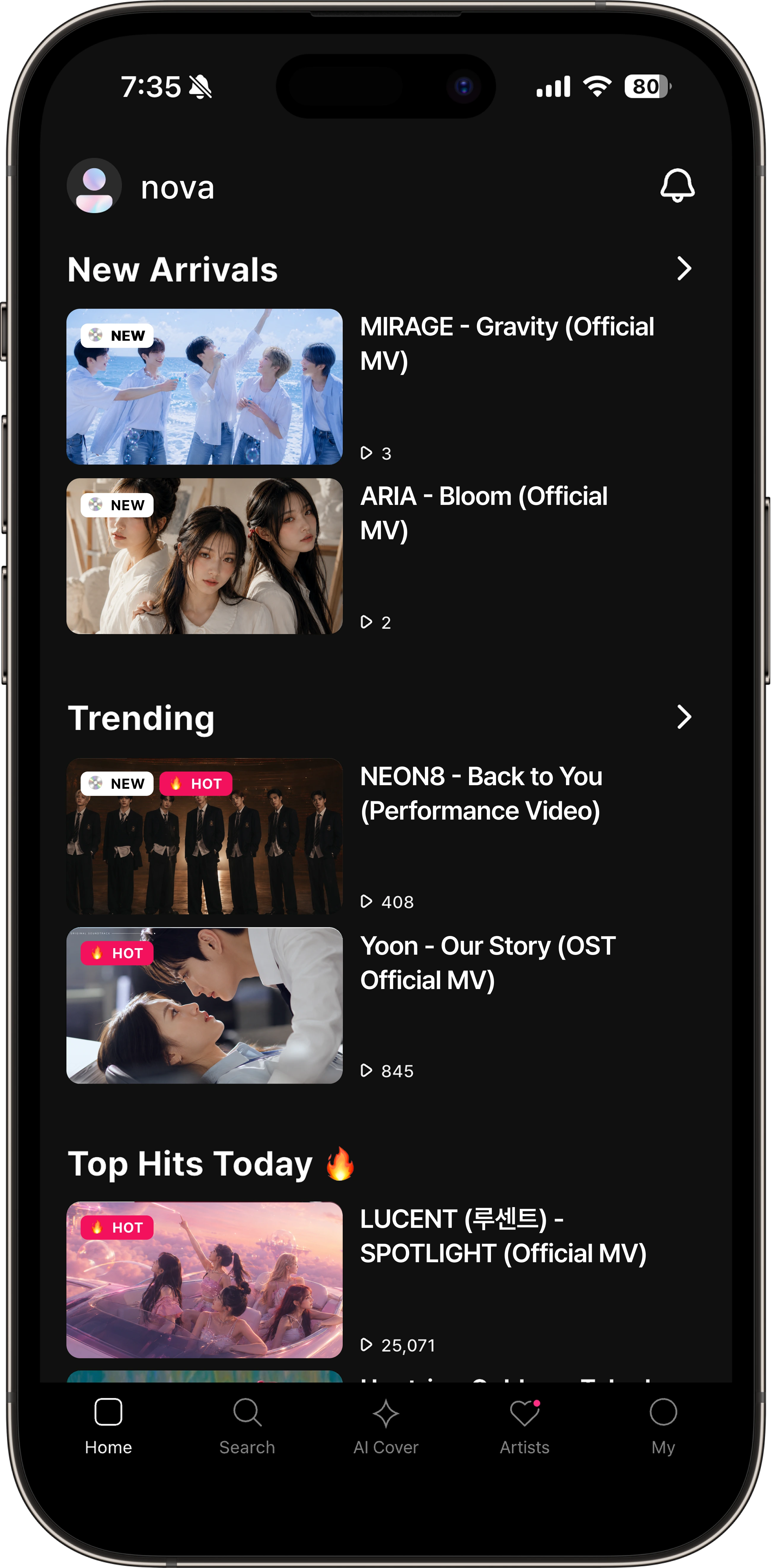 KPOP PRO home screen